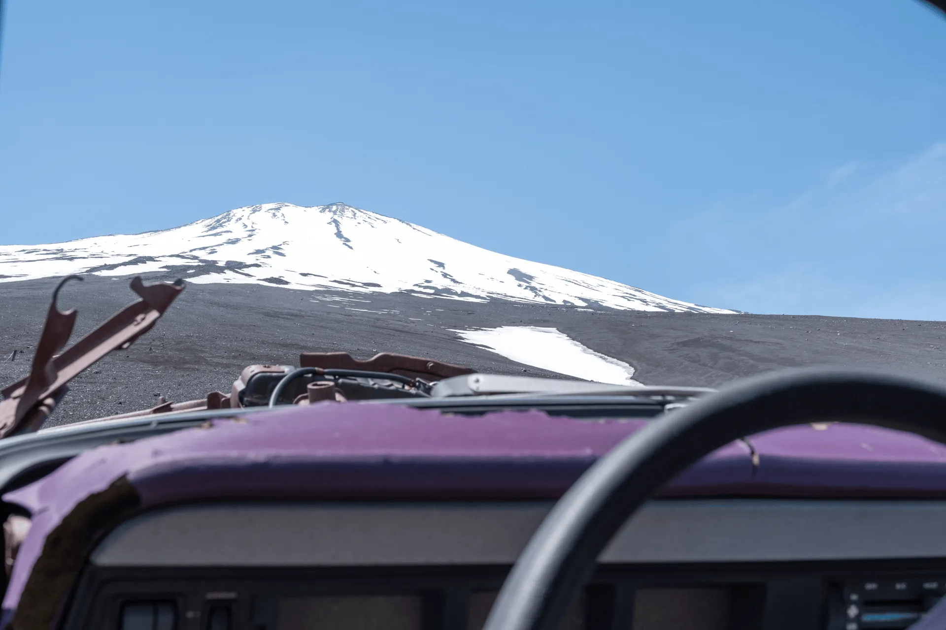 Mt Futatsuzuka and Mt Fuji's abandoned car