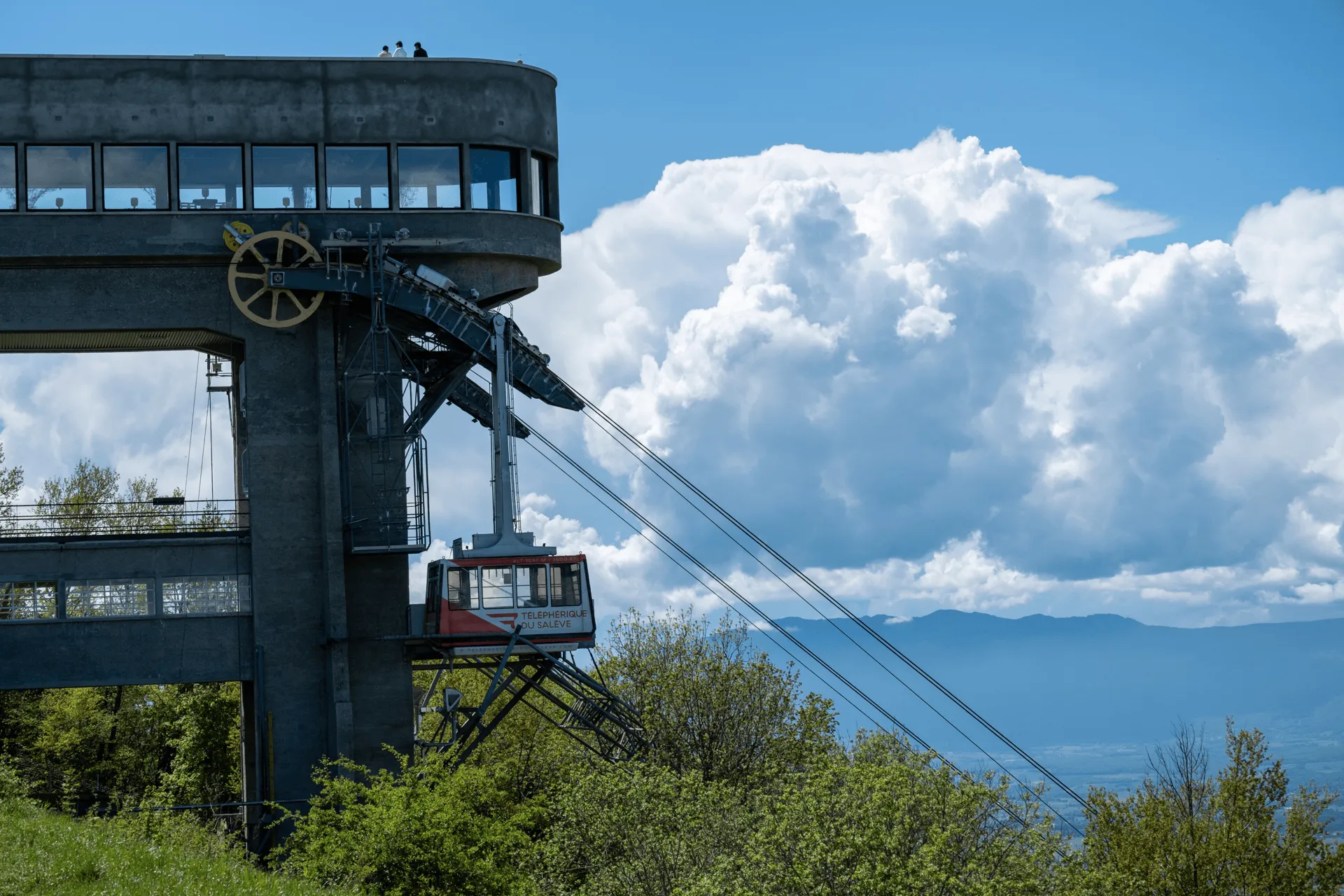 "The cable car station at the summit"