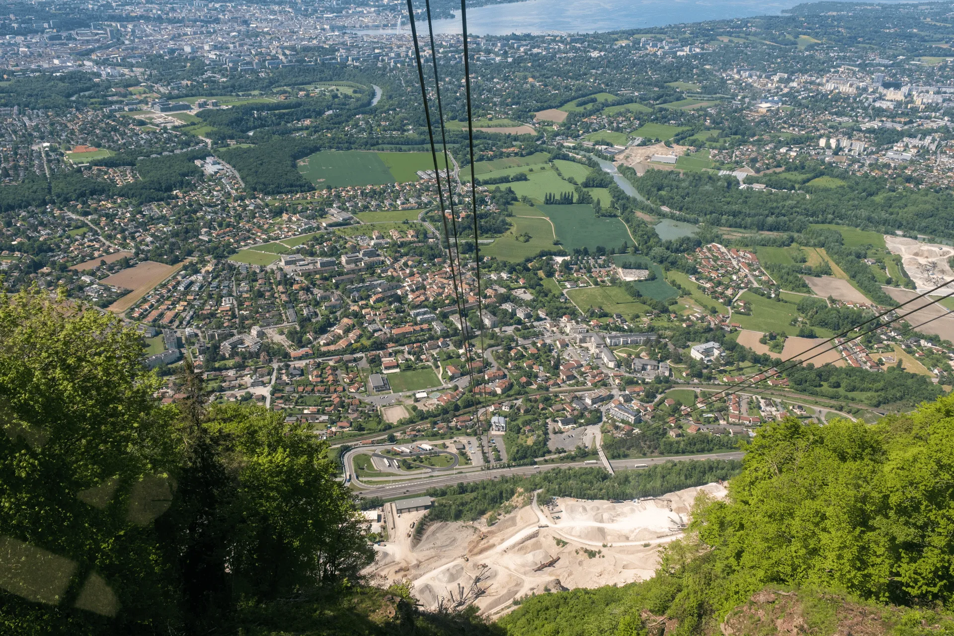 "A view from inside the cable car"