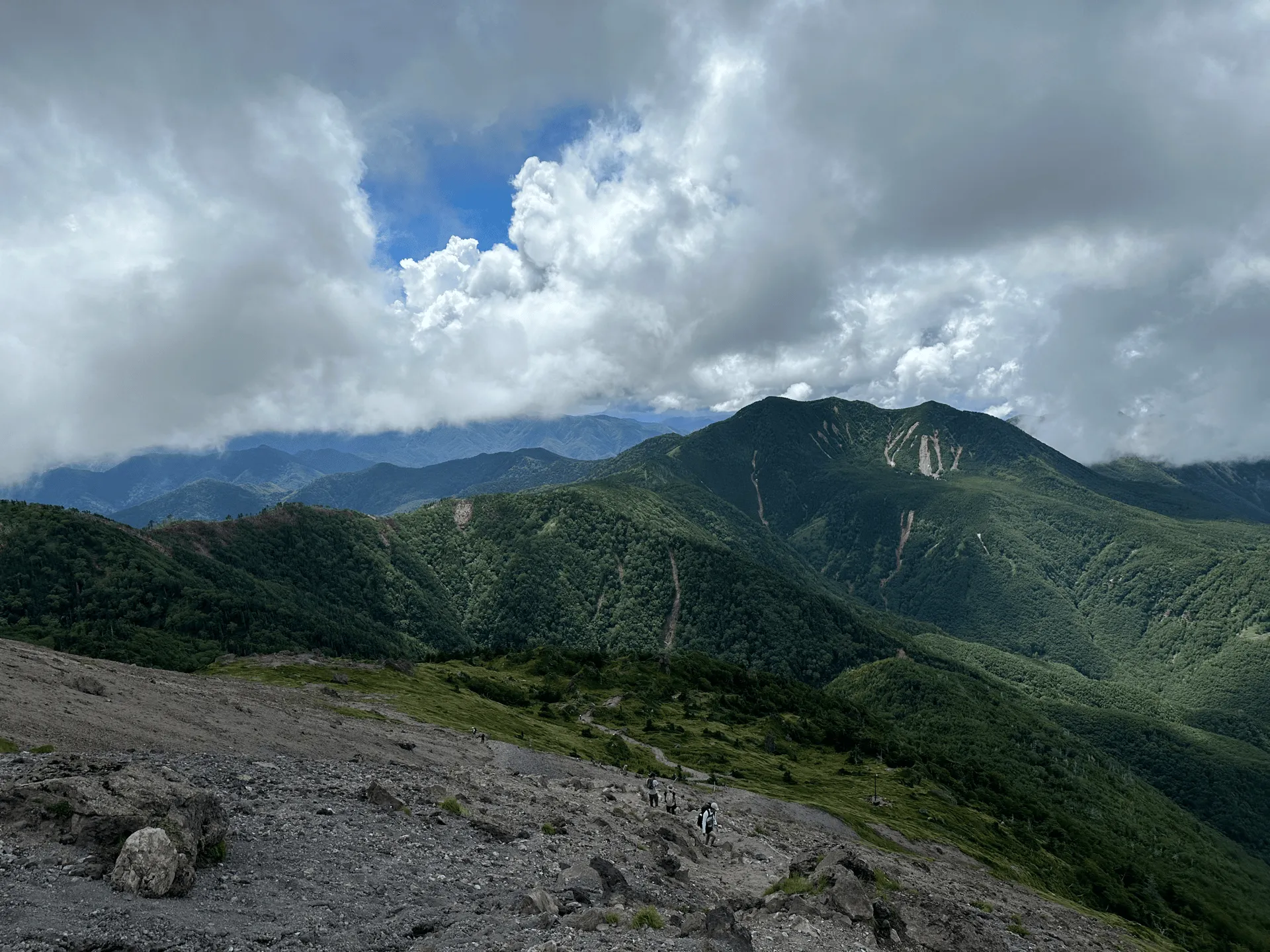 "The descent trail from the peak"