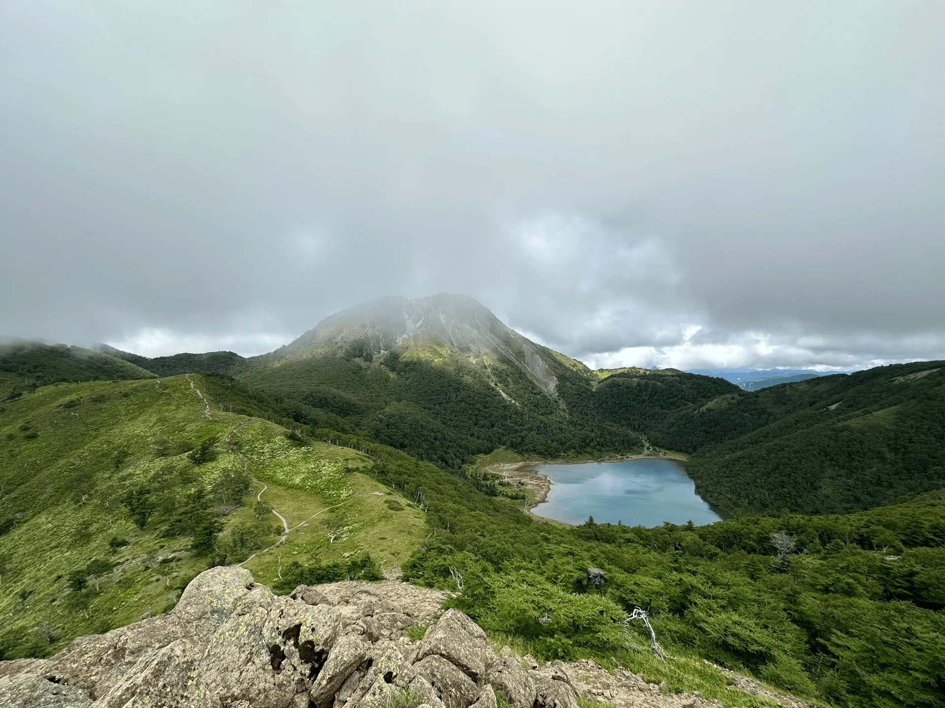 "A wider view of Goshikinuma lake and the surrounding landscape"