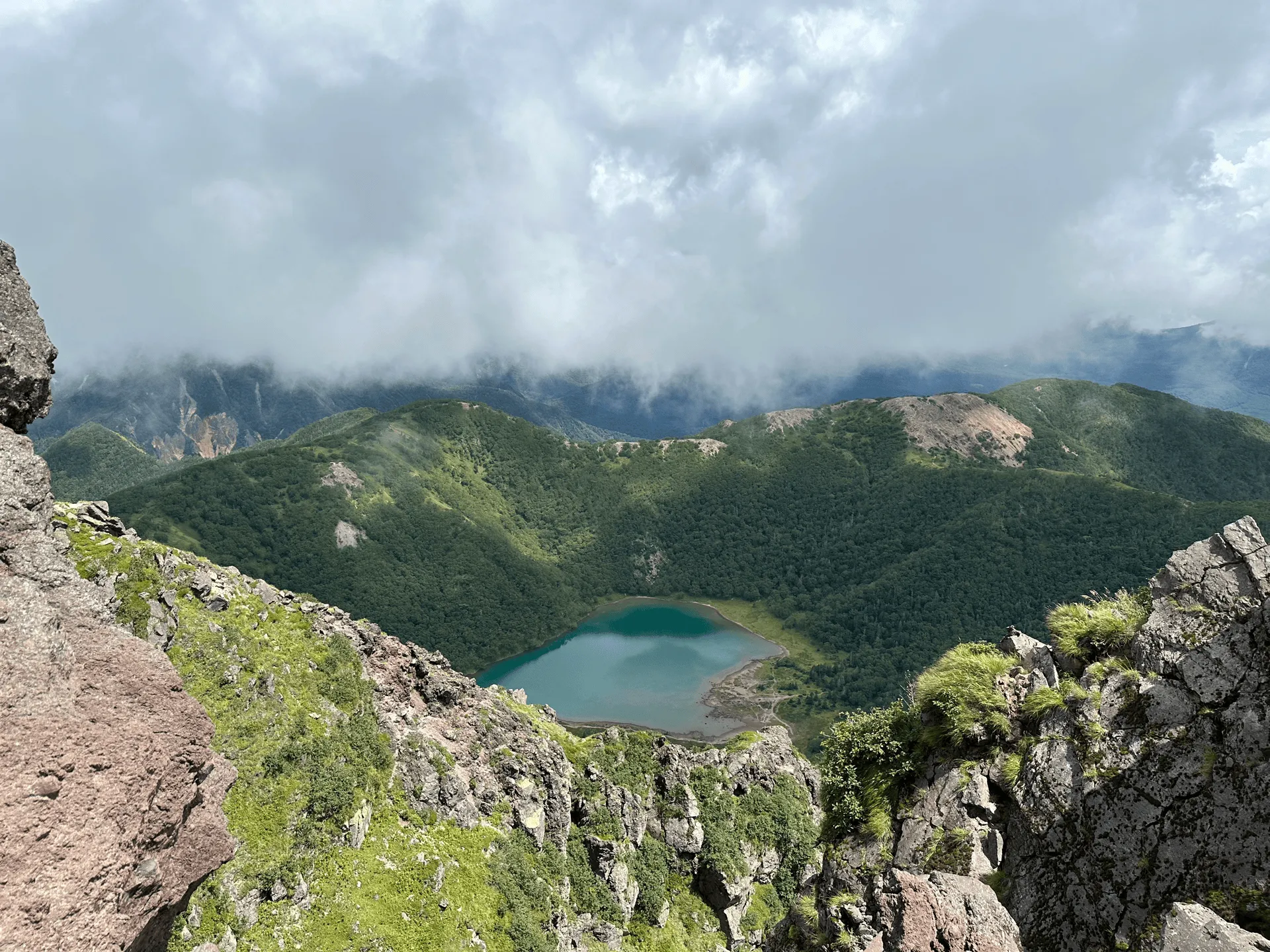 "View of Goshikinuma lake from the peak"