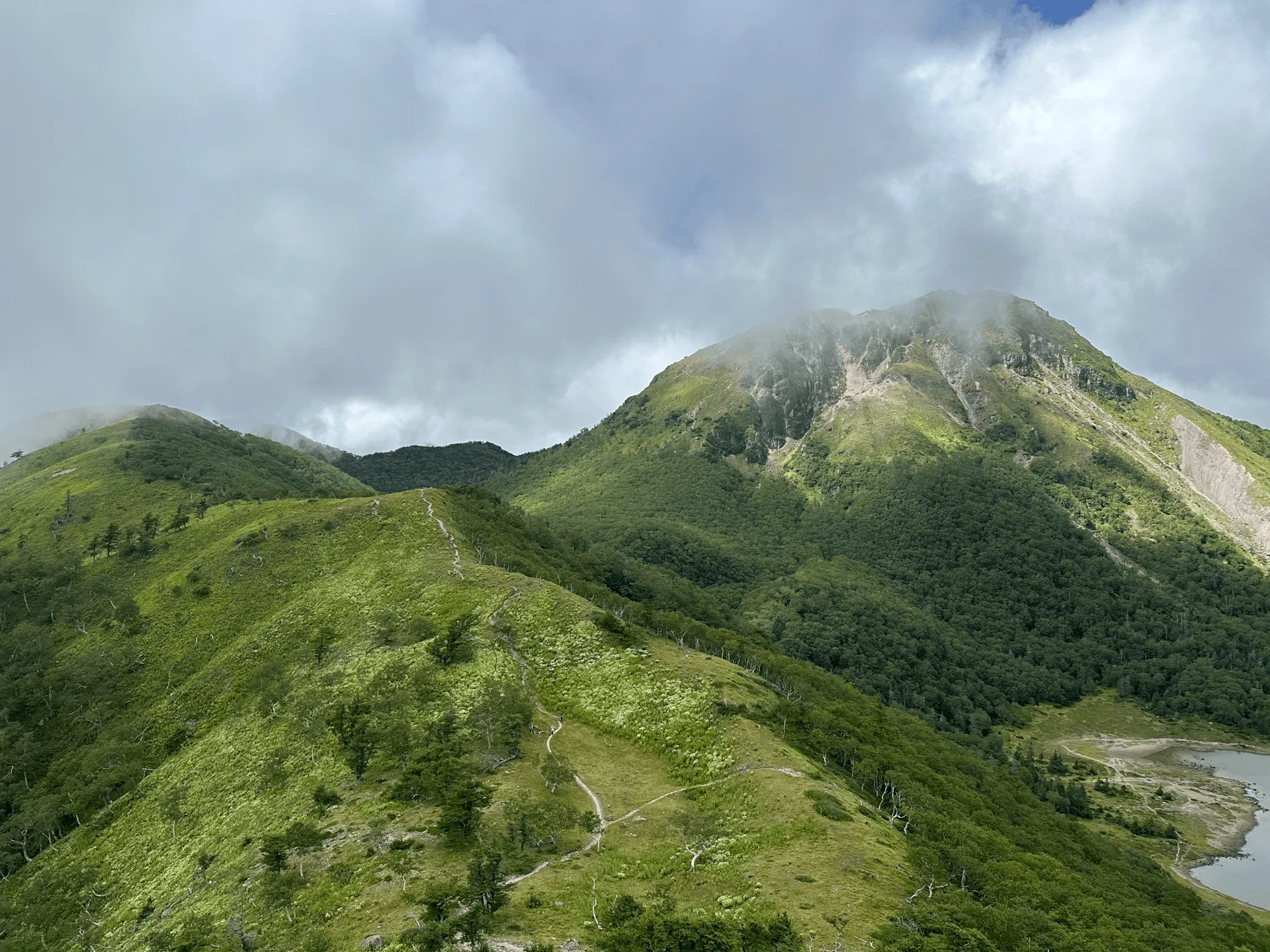 "Scenic views from the exposed ridgeline section"