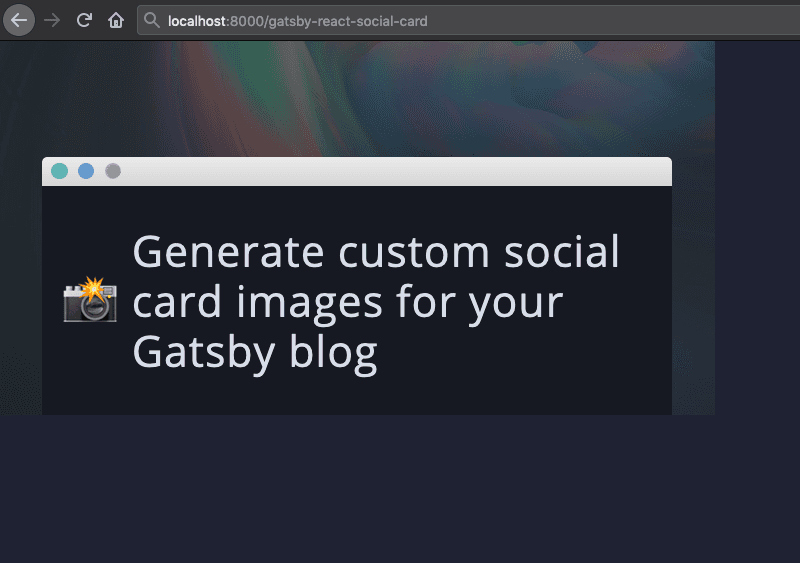 Social card page being rendered