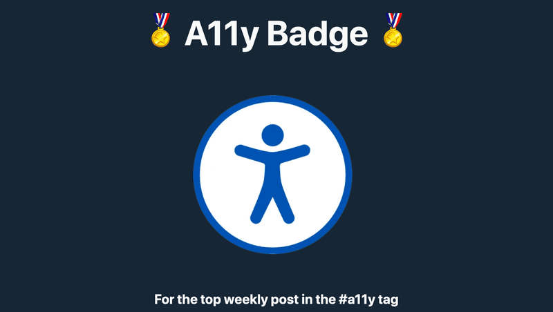DEV badge for the top weekly post in accessibility.